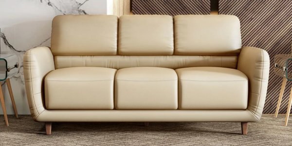 Conrad Leather 3 Seater Sofa in Milky White Colour