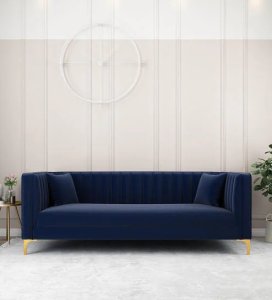 Jack Velvet 3 Seater Sofa Navy BlueColour