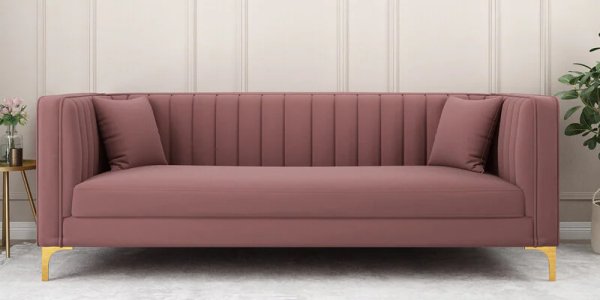 Jack Velvet 3 Seater Sofa Pink Colour