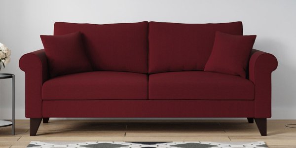 Fuego Fabric 3 Seater Sofa In Garnet Red Colour