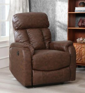 Vintter Leatherette 1 Seater Motorized Recliner in Black & Brown Colour