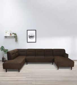 Celso Fabric U Shape Corner Sofa in Chestnut Brown Colour