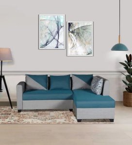 Blissplus Fabric LHS Sectional Sofain Royal Grey & Blue Colour