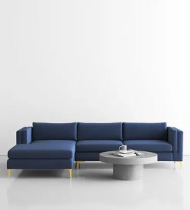 Lima Velvet RHS Sectional Sofa in Navy Blue Colour