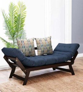 Alexa Double Futon in Blue Colour with Mattress