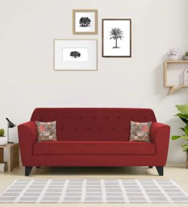 Bali Fabric 3 Seater Sofa in Red Colour