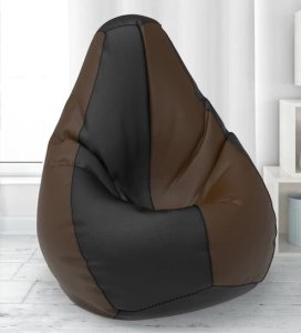 DropHug Leatherette XXXL Bean Bag with Beans In Black & Brown
