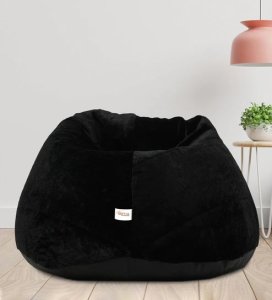 Classic 4XL Fur Bean Bag with Beans in Black Colour