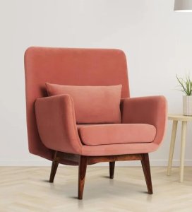 Majestic Solid Wood Slipper Chair in Rose Gold Colour
