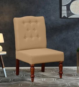 Harleston Fabric Slipper Chair In Honey Oak Finish