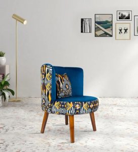 Locke Fabric Barrel Chair In Blue Colour