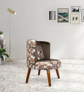 Locke Fabric Barrel Chair In Brown Colour
