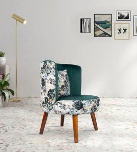 Locke Fabric Barrel Chair In Green Colour