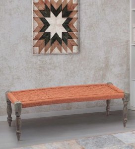 Hamilton Maachi Solid Wood Bench in Orange Colour