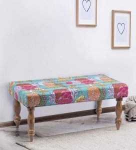 Bestone Solid Wood Bench in Floral Print