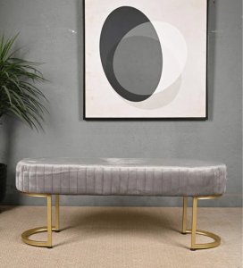 Gwen Suede Bench In Grey Color