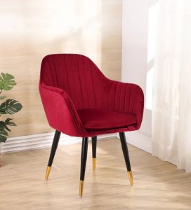 Lotus Fabric Arm Chair In Wine Red Colour