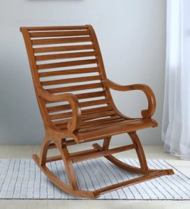 Boston Solid Wood Rocking Chair in Teak Colour