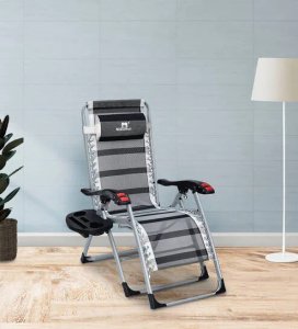 Glenville Fabric Folding Chair In Black & Grey Finish