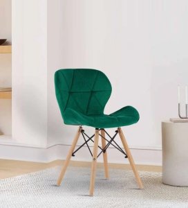 Eames Velvet Iconic Chair in Dark Green Colour