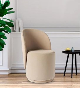 Hanu Velvet Cafe Chair In Beige Colour