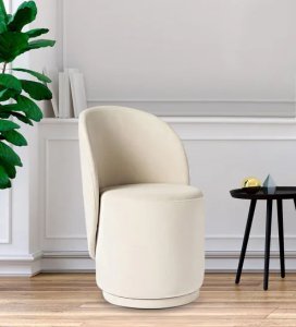 Hanu Velvet Cafe Chair In Off White Colour