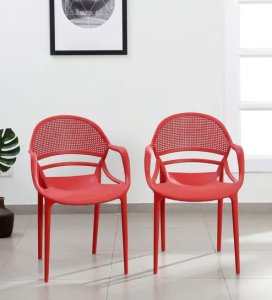 Sunset Cafe Chair In Red Colour (Set Of 2)