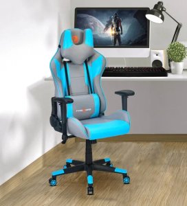 Athena Fabric Gaming Chair in Grey & Turquoise Colour