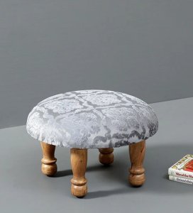Moree Upholstered Foot Stool In Grey Colour