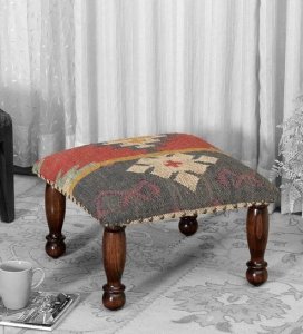 Forster Solid Wood Foot Stool In Walnut Finish