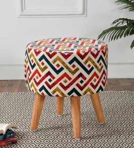 Alexis Zig Zag Fabric Seating Stool in Multi Colour