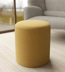 Nico Fabric Pouffe in Yellow Colour
