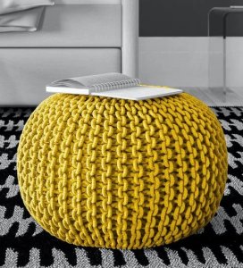 Romania Knitted Pouffe in Yellow Colour