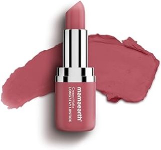 Mamaearth Creamy Matte Long Stay Lipstick with Murumuru Butter and Vitamin E for 8-Hour Long Stay (Flakeproof & Non-Drying | Intense Color Payoff) - 4.2g (Rose Nude)