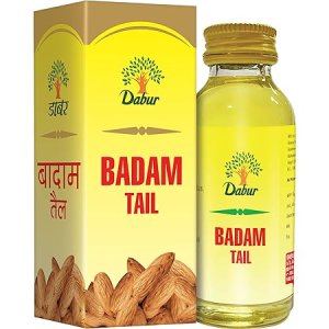 Dabur Badam Tail - 50ml | Sweet Almond Oil | Rich in Vitamin-E | For Healthy Hair & Skin | Sharpens Brain | Improves Digestion | Extracted from Almonds