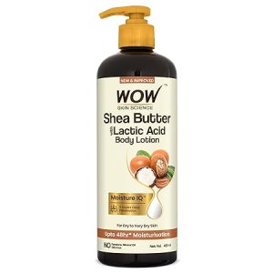 WOW Skin Science Shea Butter With Lactic Acid Body Lotion | Hydrates Very Dry Skin | Long Lasting 48 hrs Moisturization | Smoothens Rough, Flaky Skin | Calms Itchy Skin - 400ml