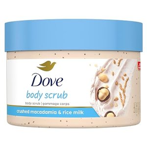 Dove Exfoliating Body Polish| Body Scrub |Deeply Nourishing Crushed Macadamia and Rice Milk |Moisturises & Brightens Skin | Sulphate Free|298gm