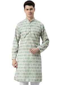 Majestic Man Cotton Blend Ethnic Motifs Embroidered Chikankari Kurta for men