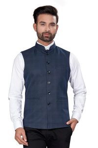 Utsav Fashion Mens Checked Sleeveless Nehru Jacket with 1 welt & 2 slip pockets