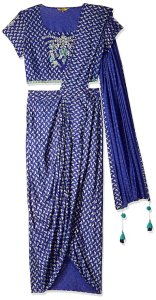 global desi Womens Printed Dhoti Saree With Blouse Piece
