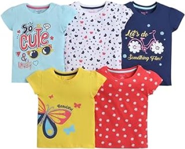 Hopscotch Girls Graphic Regular Fit T-Shirt (Pack of 5)