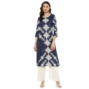 BIBA Women Rayon Printed Straight Kurta