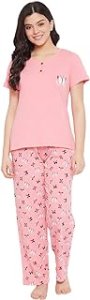 Clovia Night Suits for Women, Night Dresses for Women, Pyjama Set for Women, Cotton Night Suit for Women, Night Wear for Women, Lounge Wear Set for Women - Printed Top & Pyjama Set