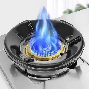 SHAYONAM Black Gas Saver Burner Stand Gas Chula Burner Gas Saver Stand Jali Ring Fire & Windproof Energy Saving, Gas Chula Support Stand 4 Legs Supported For Indian (2)