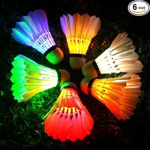 LED Badminton Birdies, LED Colourful Shuttlecock Dark Night Goose Feather Glow Birdies Lighting Outdoor Indoor Sport Activities